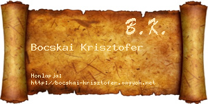 Bocskai Krisztofer névjegykártya